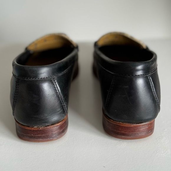 Vintage Black Leather Leopard Weejuns Penny Loafers  8 - Picture 6 of 9